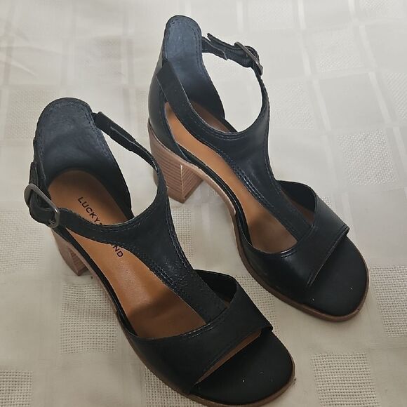HOST PICK🥳 Lucky Brand Black Heels with Chunky Heel and Ankle Strap - Picture 3 of 16